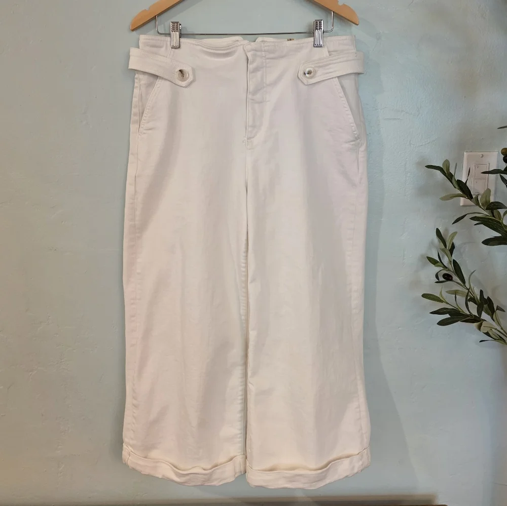 Maeve Cropped Ex High-Rise Wide-Leg Jeans In White Size 31 - Picture 5 of 8
